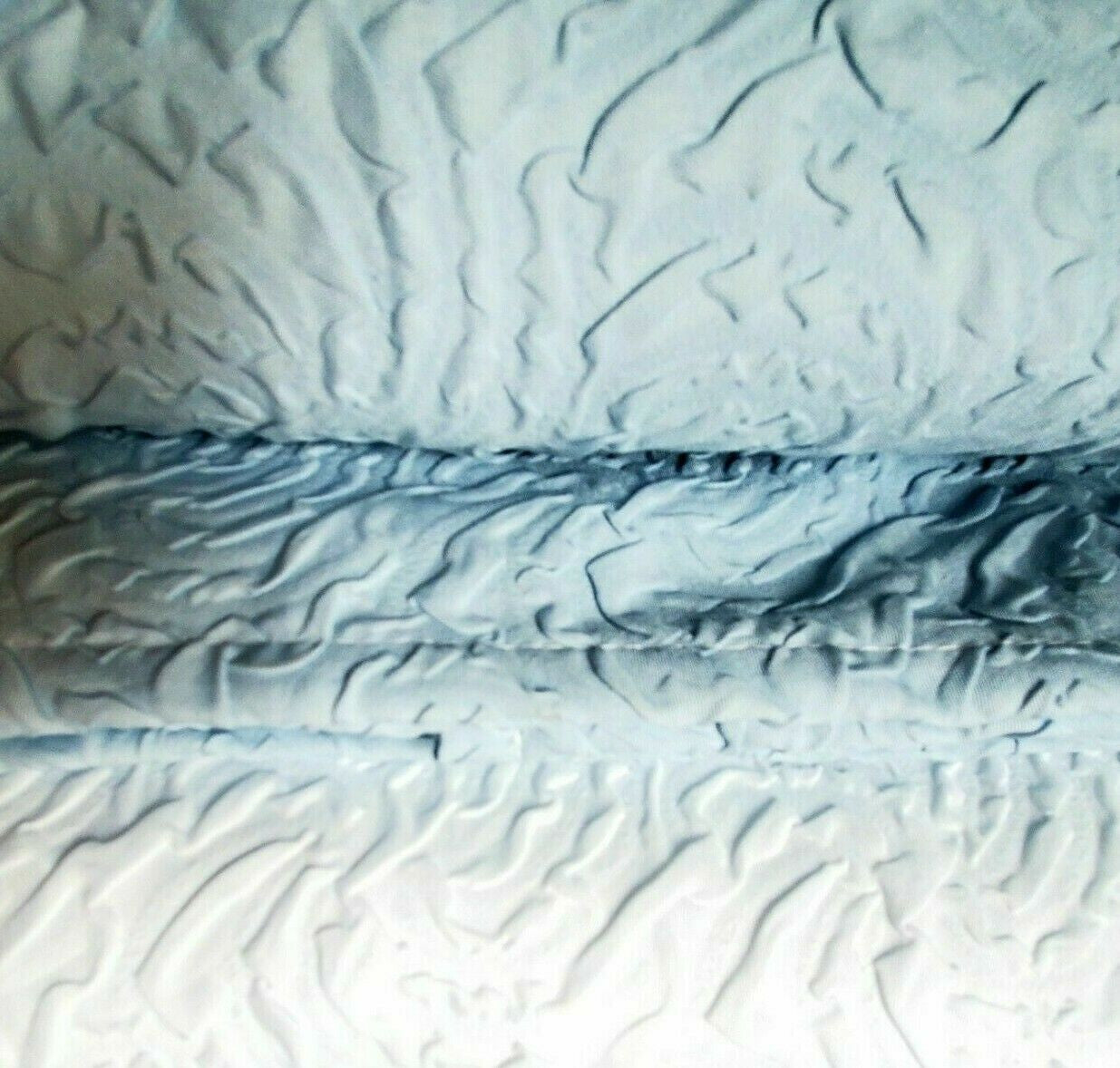 DKNY sculpted ombre shower curtain with white to blue gradient and cloud-like texture, size 72x72.