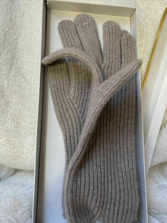 Martha Stewart Taupe or Black 100% 2-ply Cashmere Gloves One Size