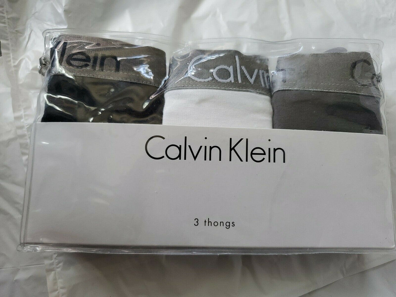 Calvin Klein Carousel Thong Panty 3 Pack   QD3590 Sz L