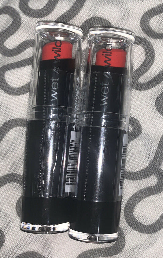 Wet n Wild Mega Last Lip Color #970 PURTY PERSIMMON Lipstick (Lot of 2)