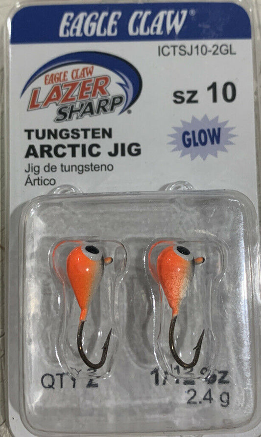 Eagle Claw Lazer Sharp Tubgsten Arctic Jig Sz 10 Glow ICTSJ10-2PO