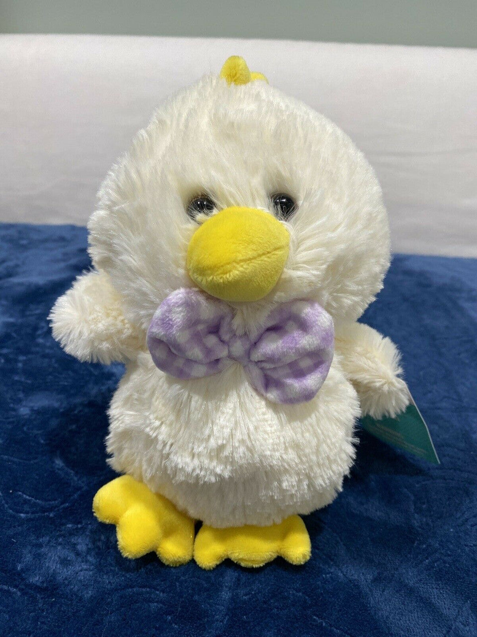 Baby Duck Plush Stuffed Animal Play Toy Purple Bow Vanilla Yellow 7"