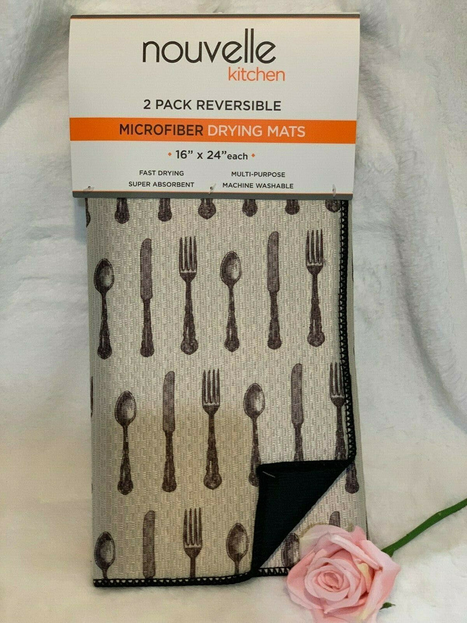 Nouvelle Kitchen Utensils Dish Drying Mat 2 pcs Reversible Microfiber VARIATIONS