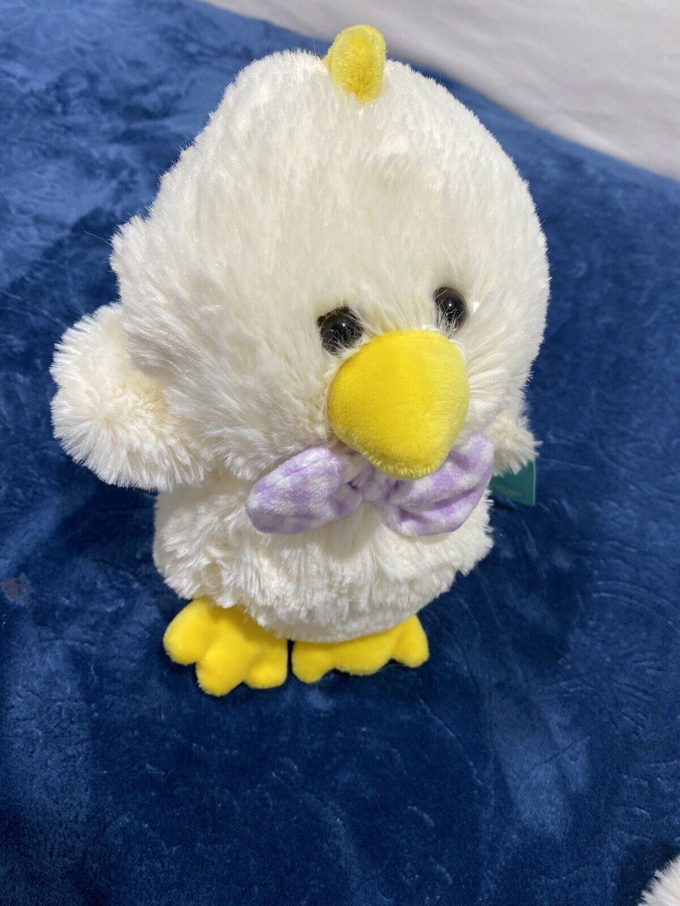Baby Duck Plush Stuffed Animal Play Toy Purple Bow Vanilla Yellow 7"
