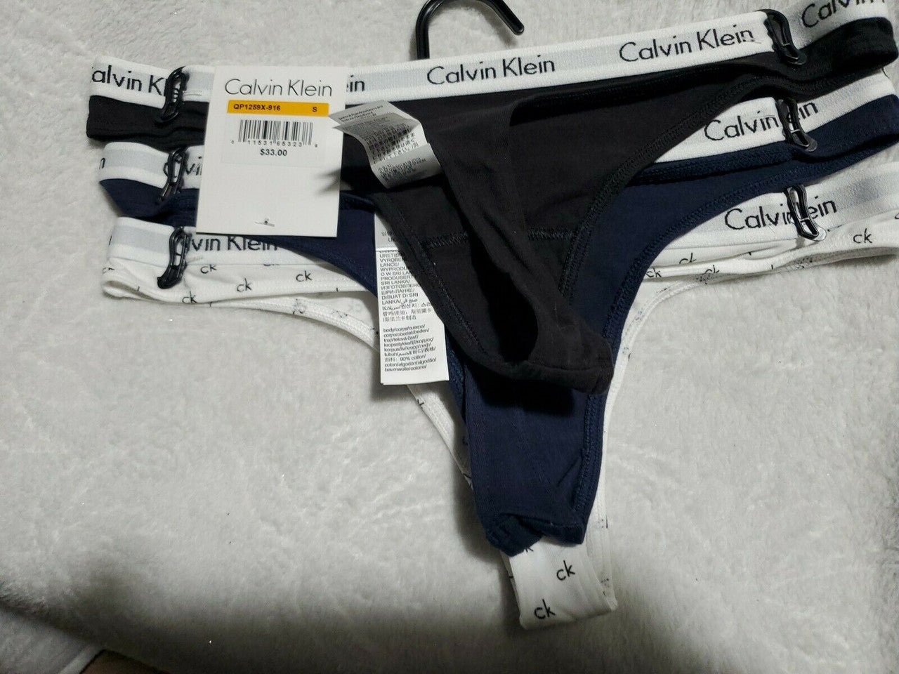 Calvin Klein CK Women Carousel Thongs 3-Pack Multiple Colors Panties Small