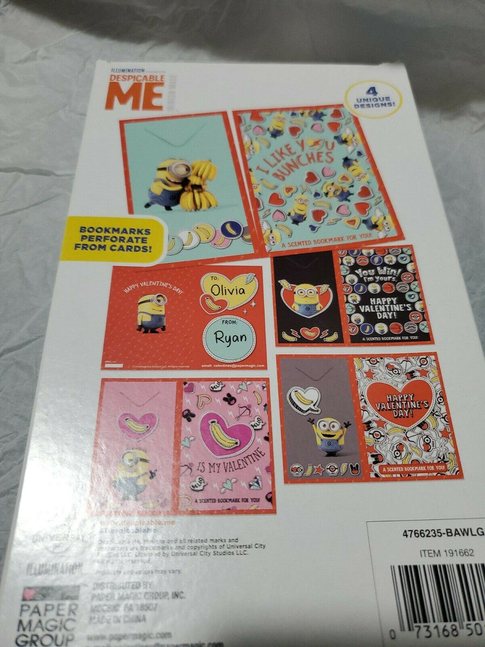 Despicable ME  16 Valentines with 16 Scented Bookmarks