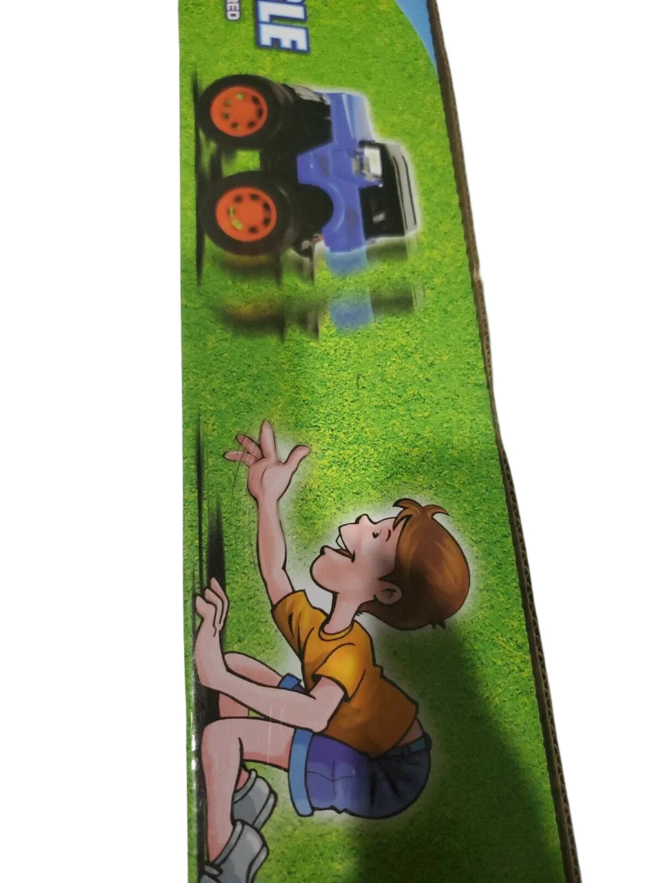 Friction powered 4WD jeep and monster truck toy set in packaging