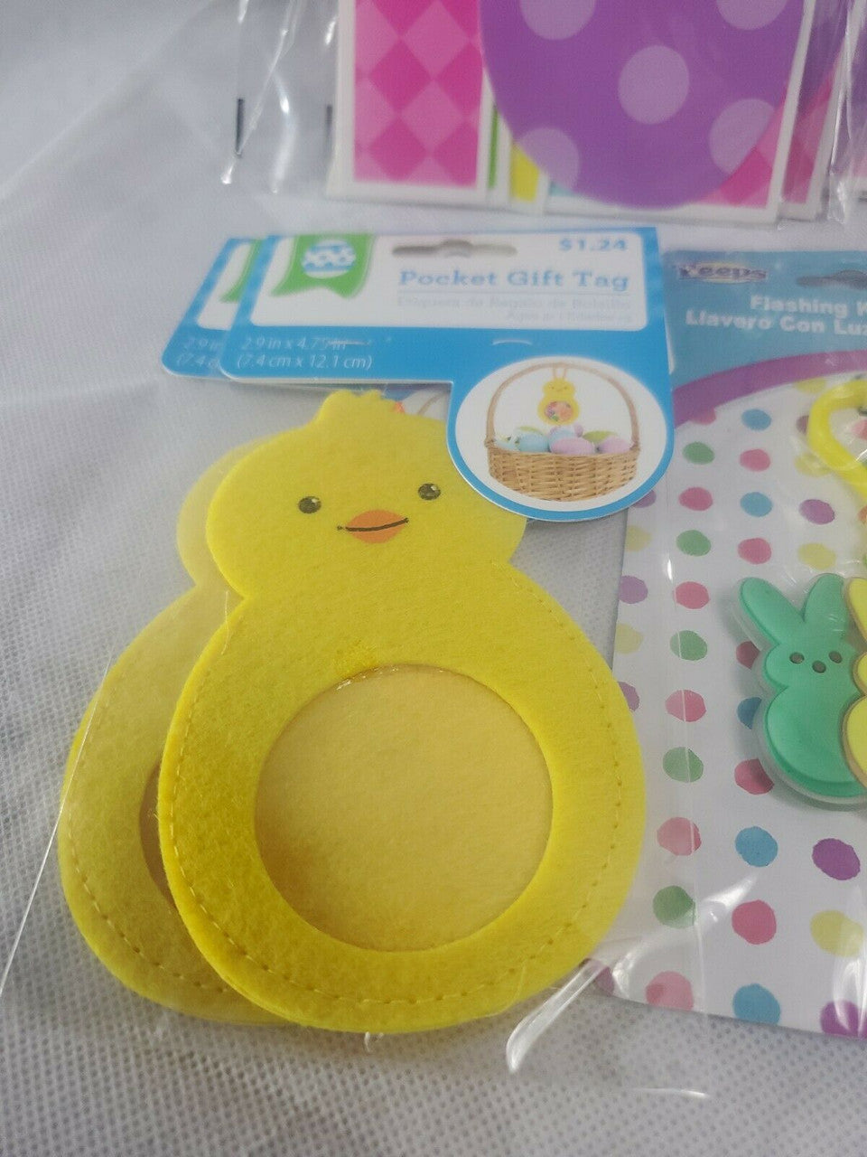 Happy Easter - Easter Banner Confetti chalkboard tie gift tag key chain lot 11