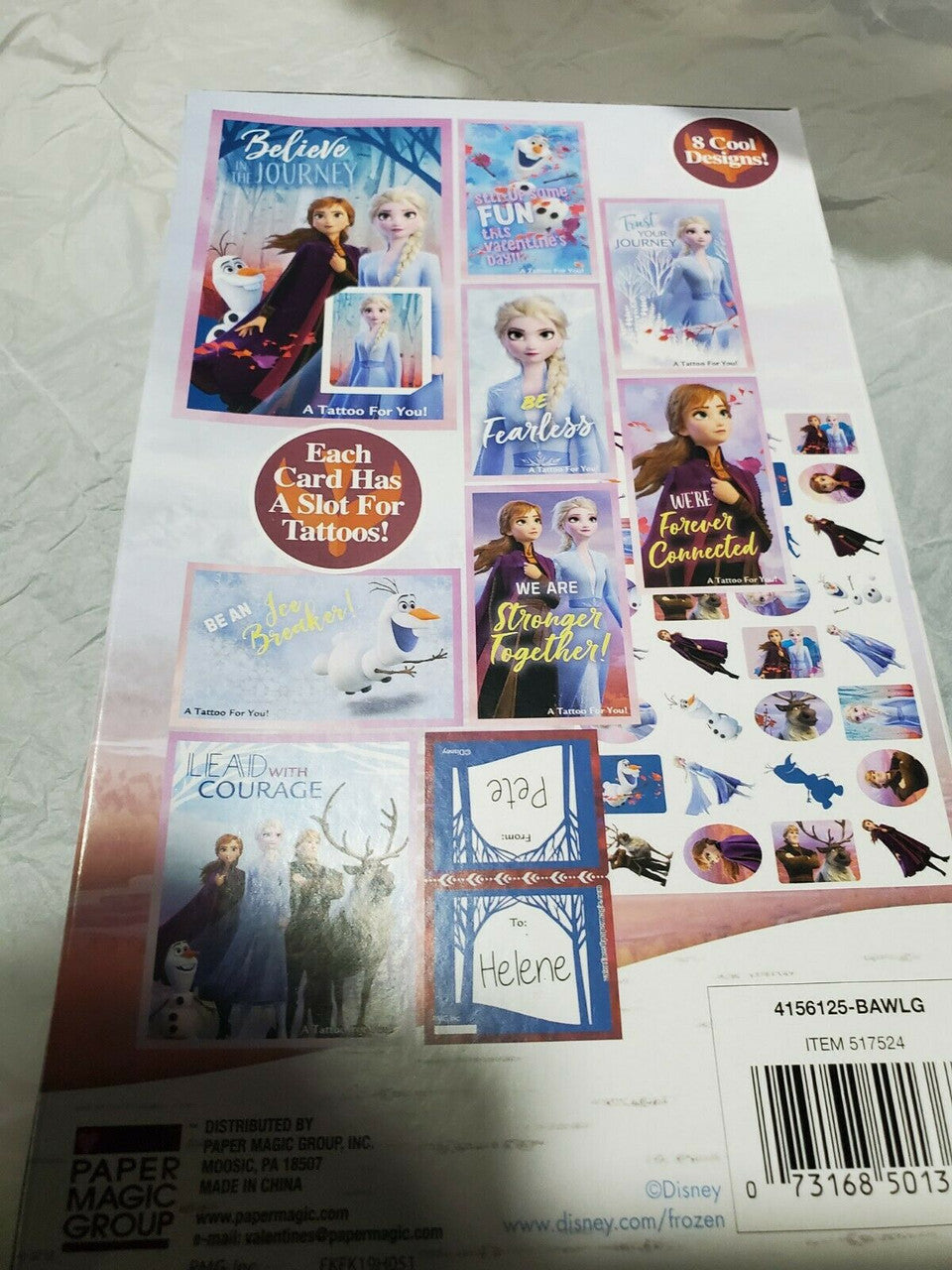 Disney Frozen 2 32 Count Valentines Cards With Glitter Tattoos