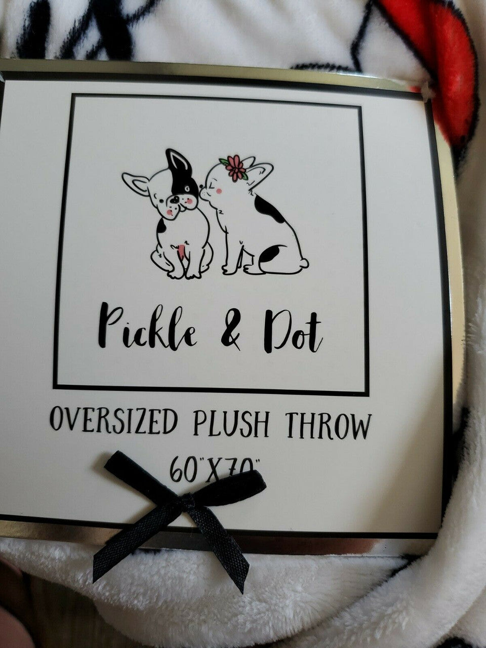 Cute Pickle & Dot Plush Blanket Throw Dog Frenchie French Terrier Paris