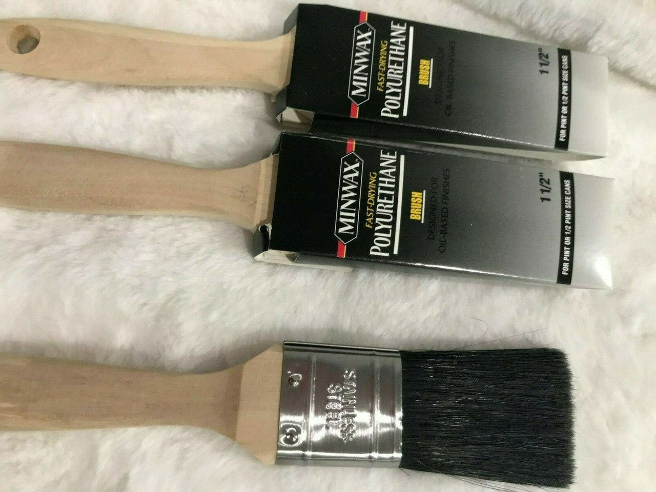 Polyurethane Stain Brush, White China Bristle, 1-1/2 in. Lot Of 3