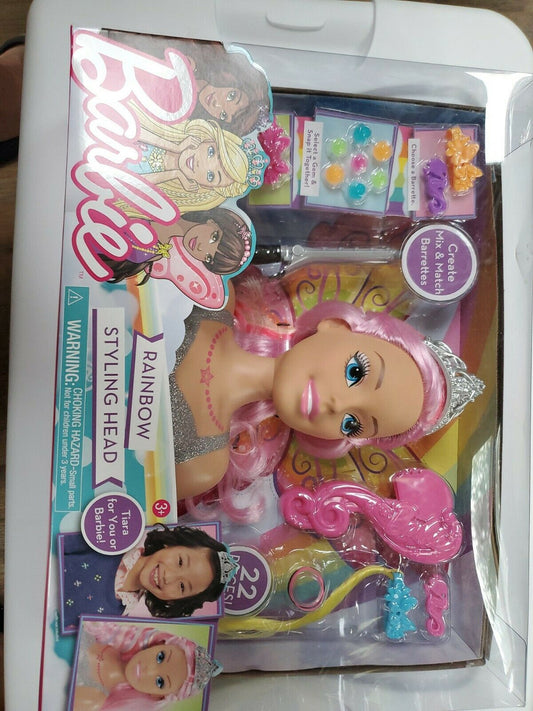 Barbie Dreamtopia Rainbow Styling Head 22 Piece Set Tiara Brush Curling Iron
