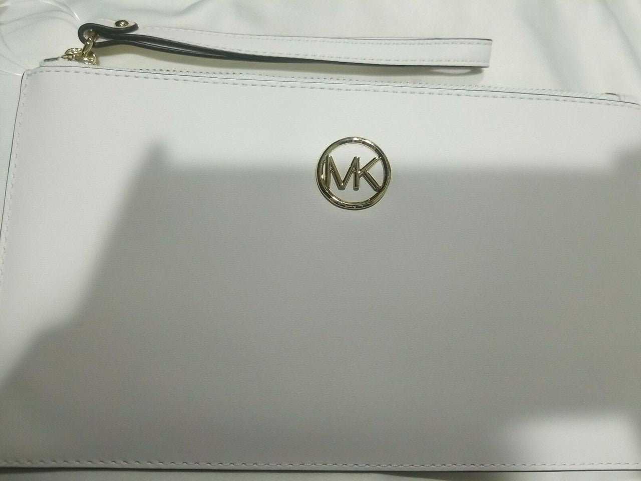 Michael Kors Jet Set Travel Wristlet Wallet M Leather Optic White 10"x6"x1"