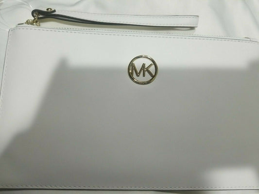 Michael Kors Jet Set Travel Wristlet Wallet M Leather Optic White 10"x6"x1"