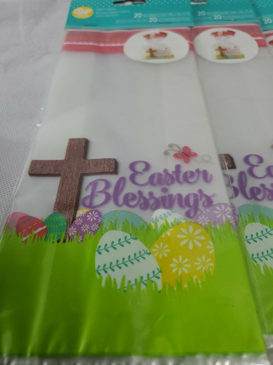 Wilton Happy Easter 20 Cellophane EASTER BLESSINGS PARTY BAGS LOT 4 PACKAGES