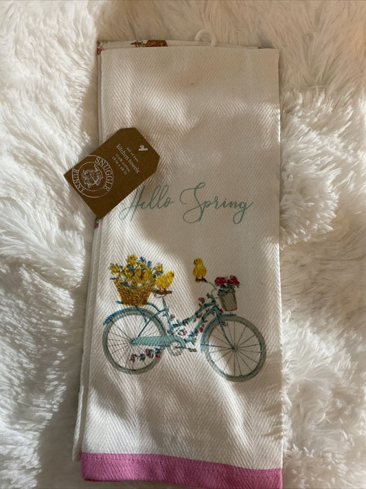 Hello Spring Set Of 2 Towels Snuggle Bunny 18 X 28 Easter