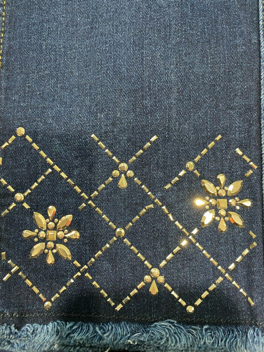 JEN7 BY 7 Straight Cropped Jeans RHINESTONE Size 2