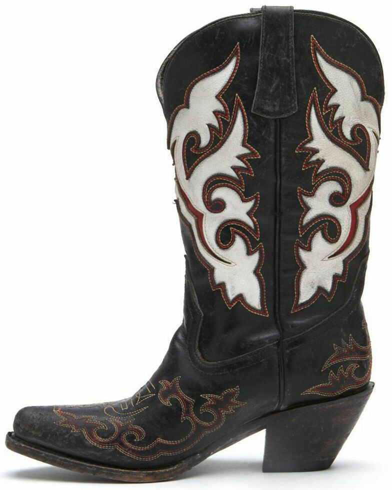 Women Stampede Western Cowboy Boot Snip Toe Black Size 6.5