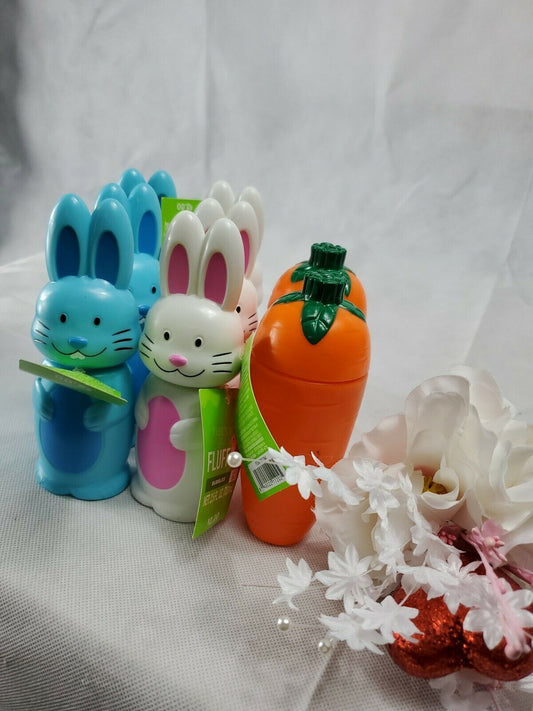 Easter Bubble Bottles Toy Lot of 8 Happy Go Fluffy Blue White Rabbit  Carrot