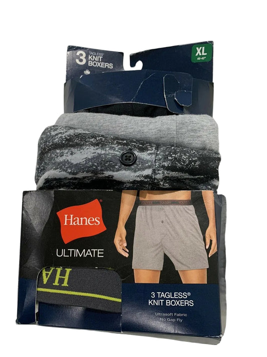 Hanes Ultimate Tagless Knit Boxers 3 Pack XL