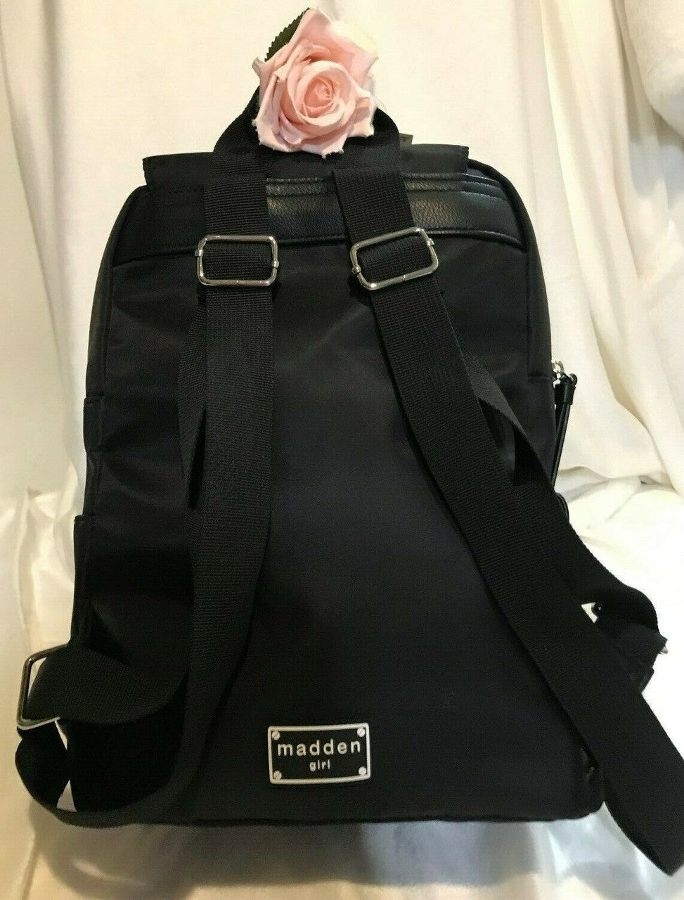New Madden Girl Backpack Black MG-4262 Travel Womens Stylish Black/White