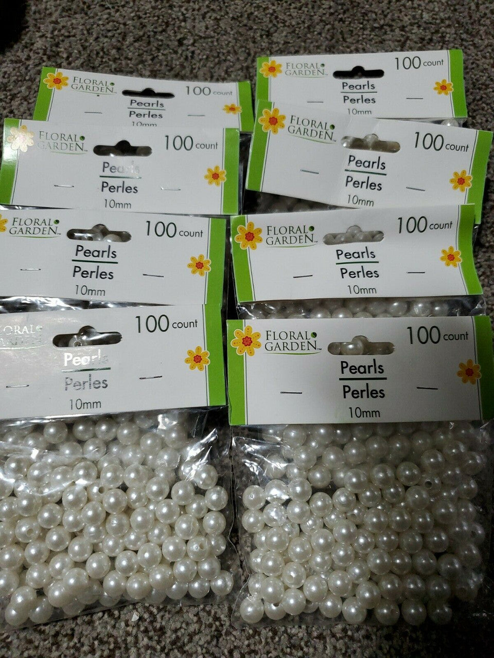 Floral Garden White Pearls 10mm Round Craft Beads 100 Count