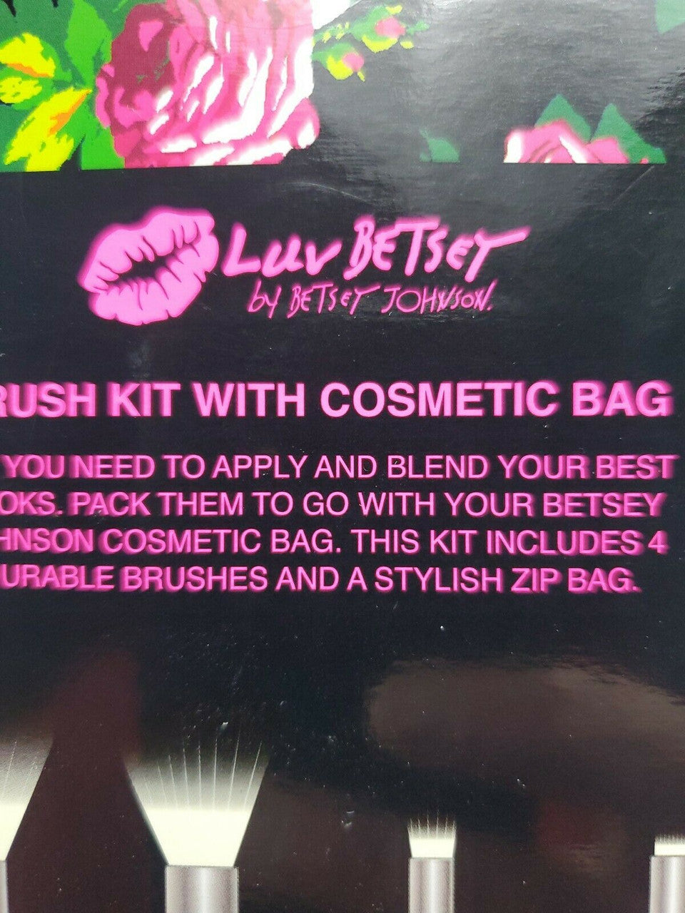 Luv Betsey By Betsey Johnson  Brush Kit With Cosmetic Bag 100%  Vegan