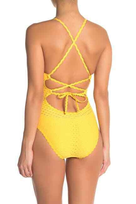ROBIN PICCONE Chira V-neck One-piece Swimsuit Size 6 Sun Glow