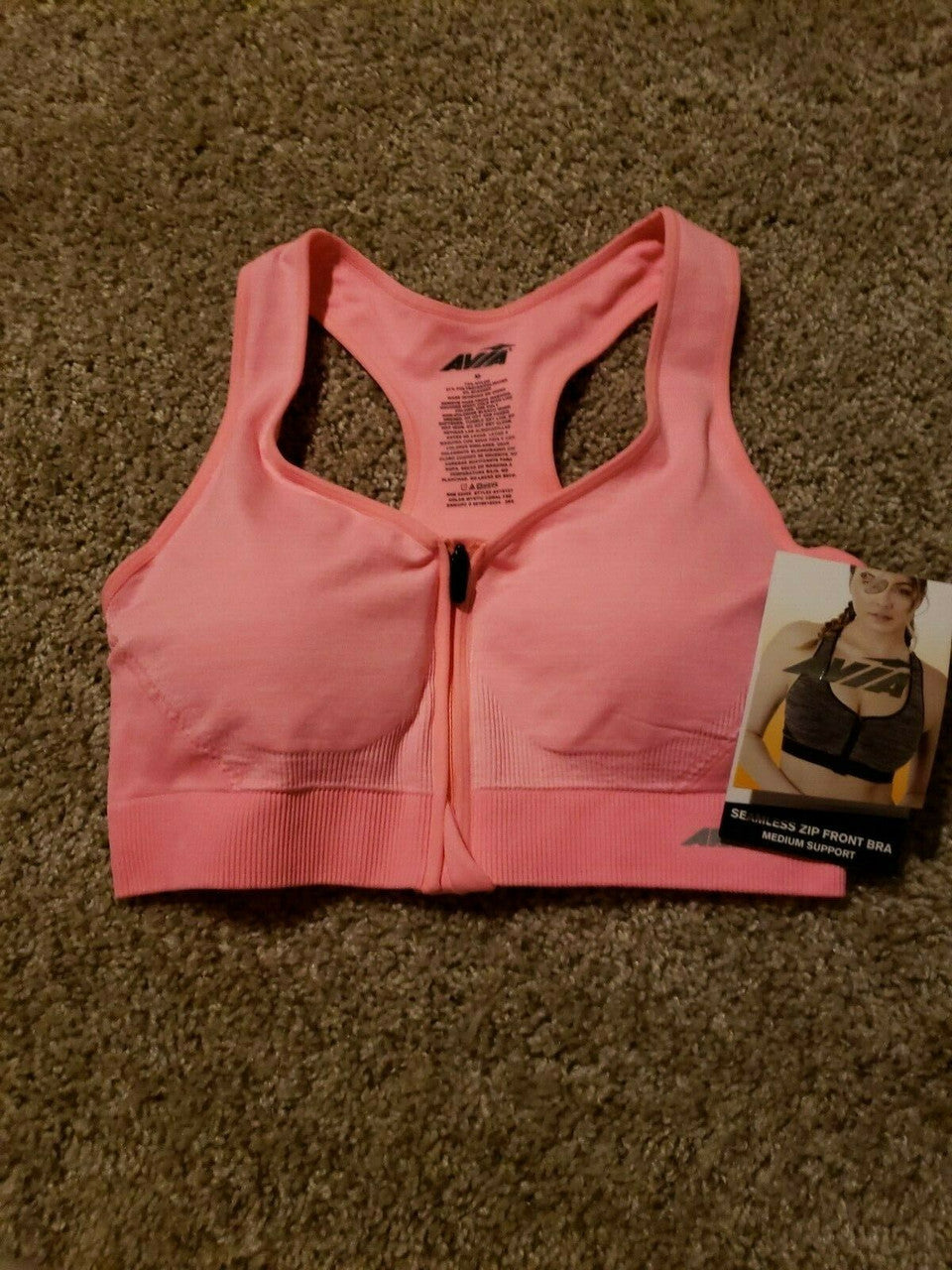 Avia Medium Strappy Compression Medium Support Bra Begonia Pink