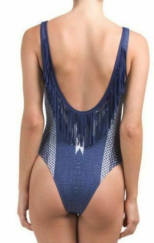 Peace Tribe Print Blue White Rip Curl Women Swimsuit Size XS One-Piece
