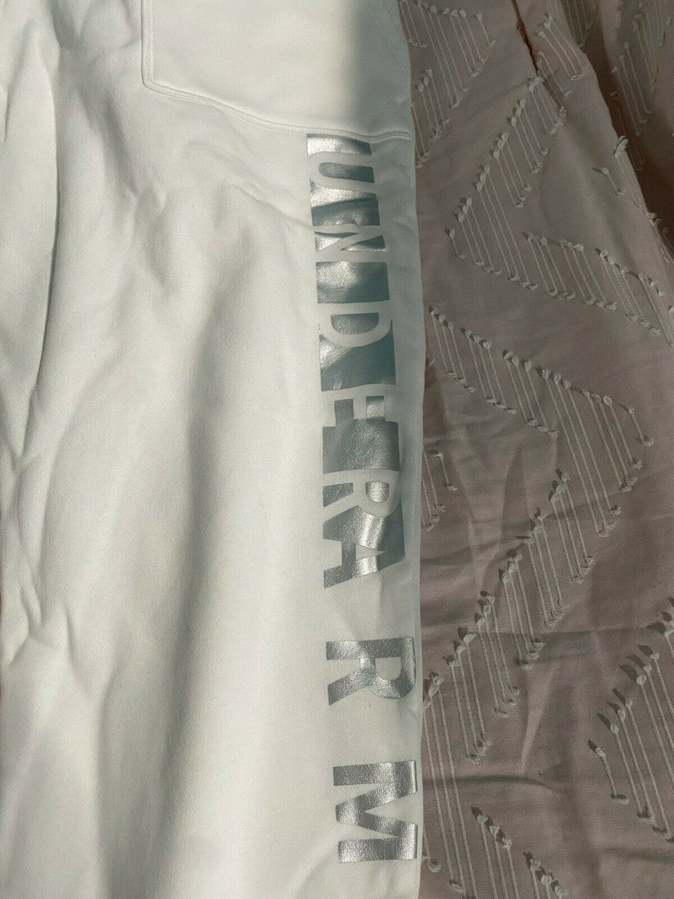 Under Armour women rival fleece pants joggers white silver XL