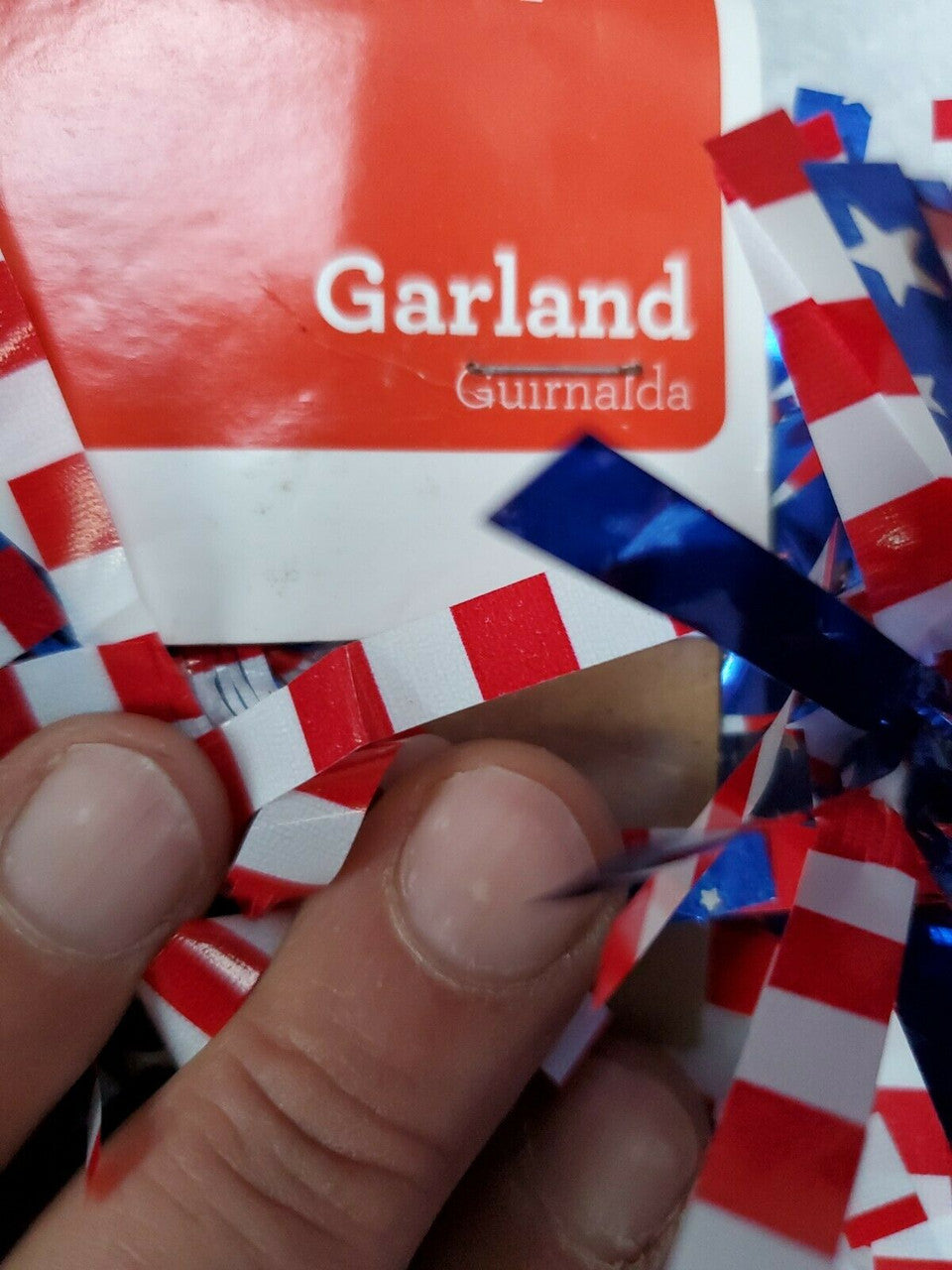 Red Blue White Striped Patriots Garland 6 Feet