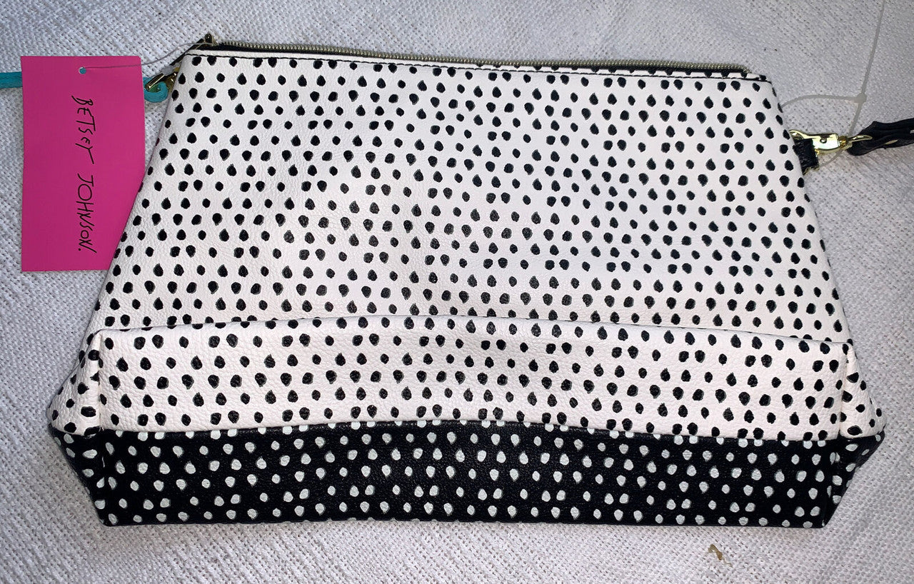 Betsey Johnson Black/white Polka Dot Cosmo Pouch