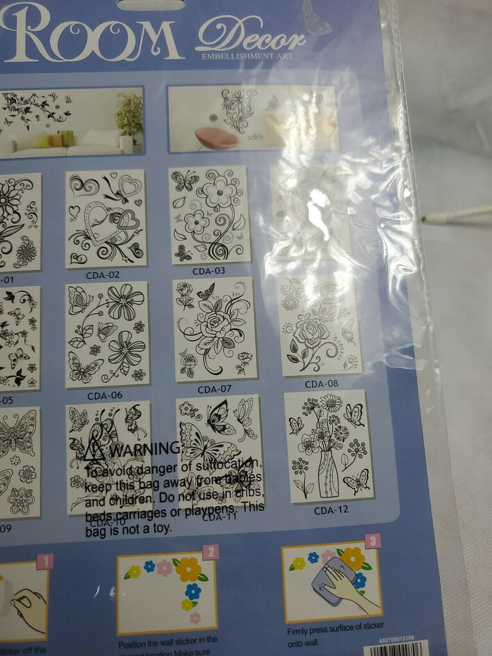 KBI DESIGNS Floral Wall Stickers Room Home Decor Removable LOT OF 3 PACKAGES