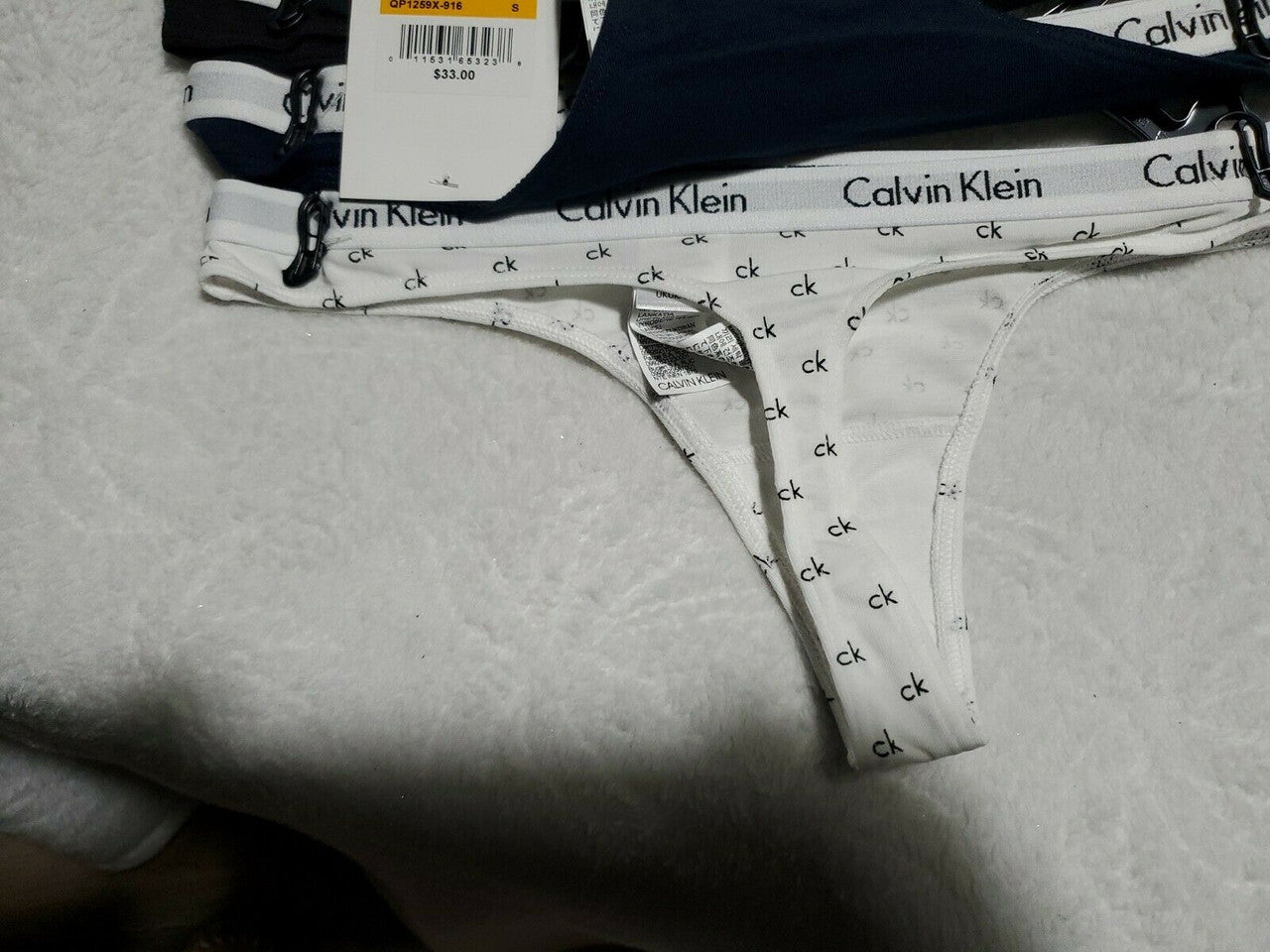 Calvin Klein CK Women Carousel Thongs 3-Pack Multiple Colors Panties Small
