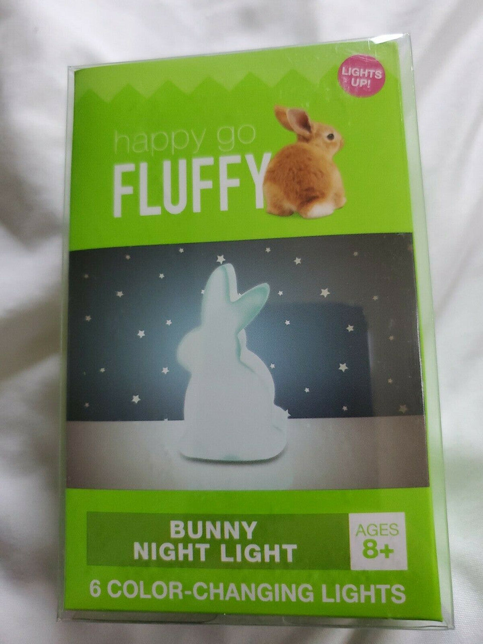 Happy Go Fluffy Blue Bunny Night Light 6 Color Changing Lights