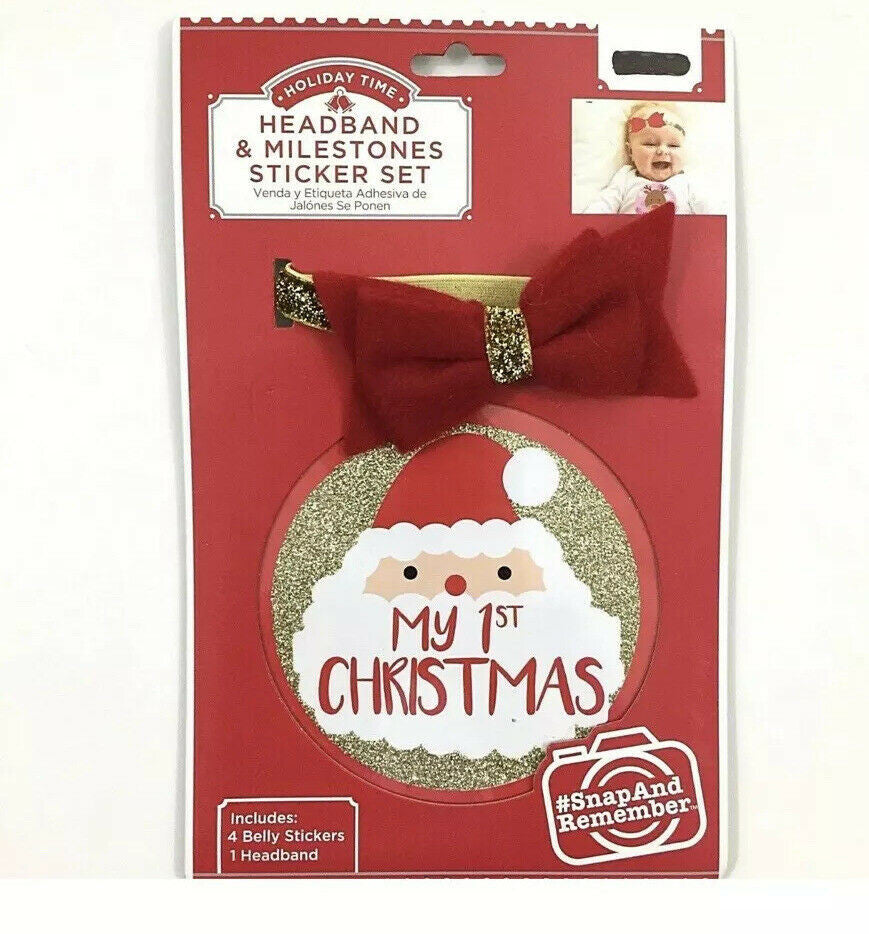 3 Pcs Christmas Milestone Headband and Milestone Sticker Set My First Christmas