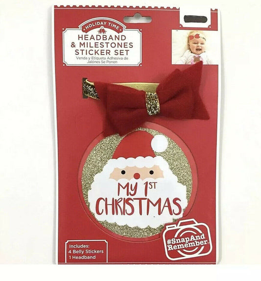3 Pcs Christmas Milestone Headband and Milestone Sticker Set My First Christmas