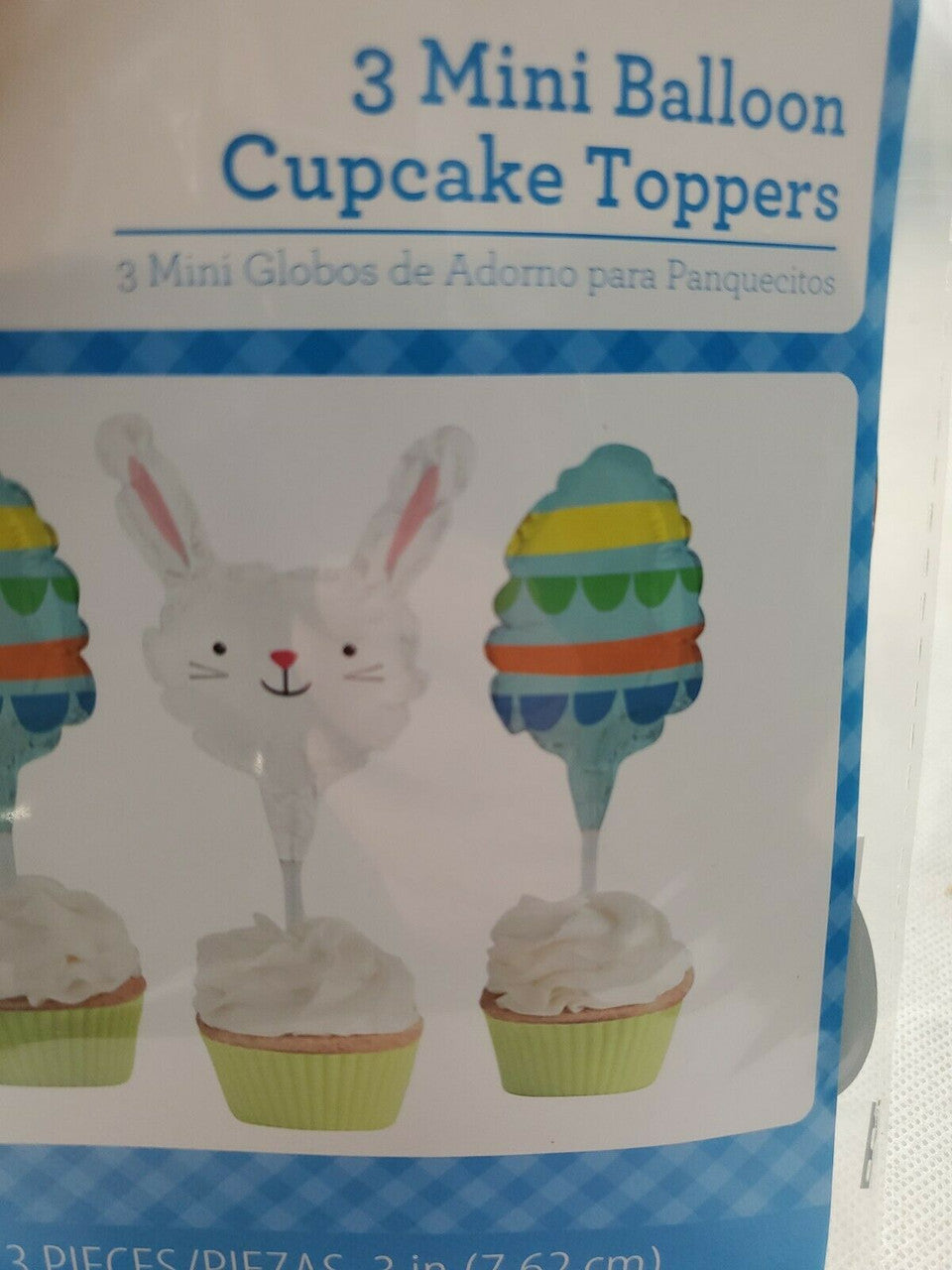 Mini Balloon Cupcake Toppers Easter Bunny Egg 3 Pack Lot of 2 Colorful
