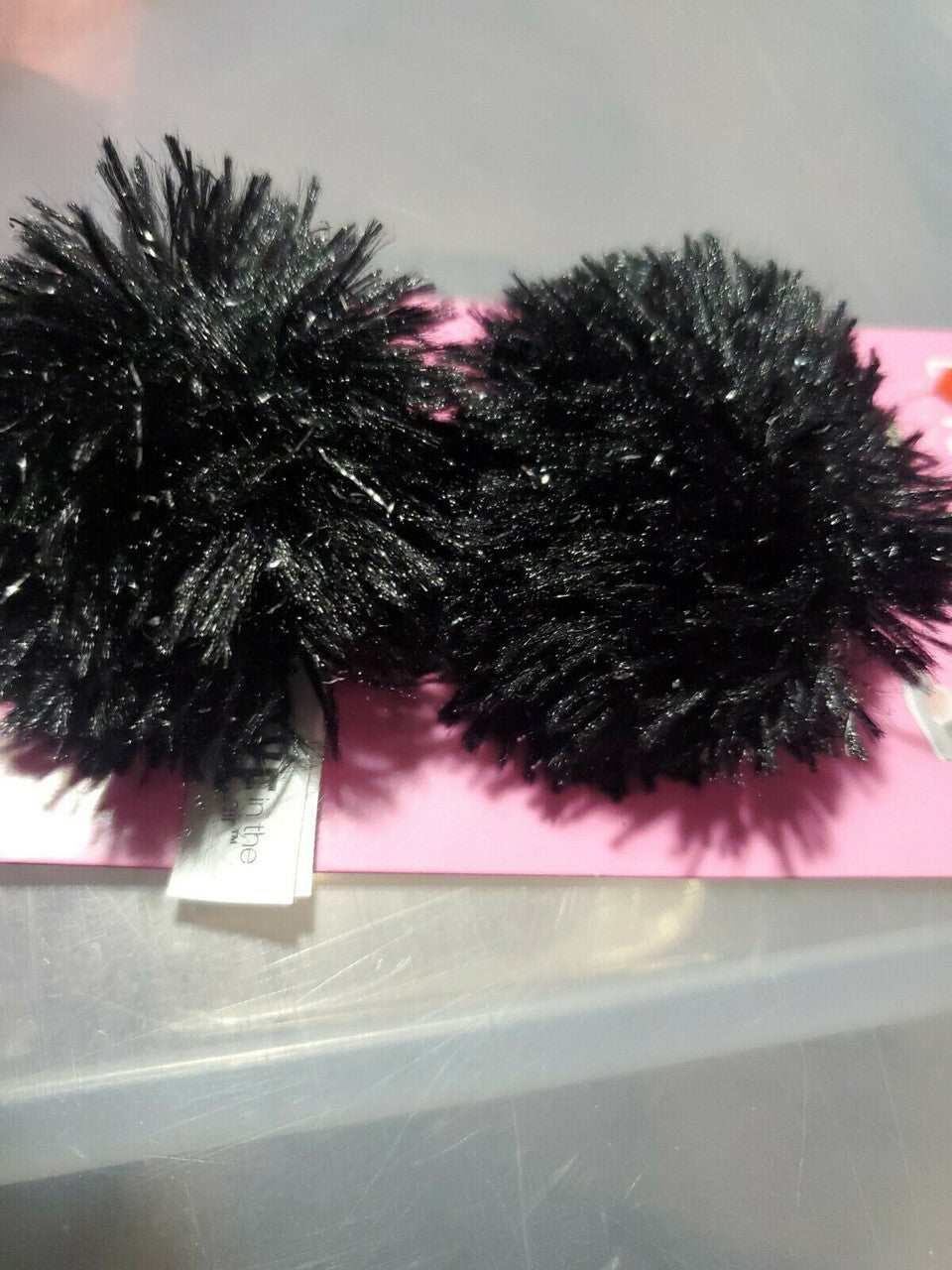 Love in the air Pom Pom Shoe Clips a Pair of Black Puffs Faux Fur