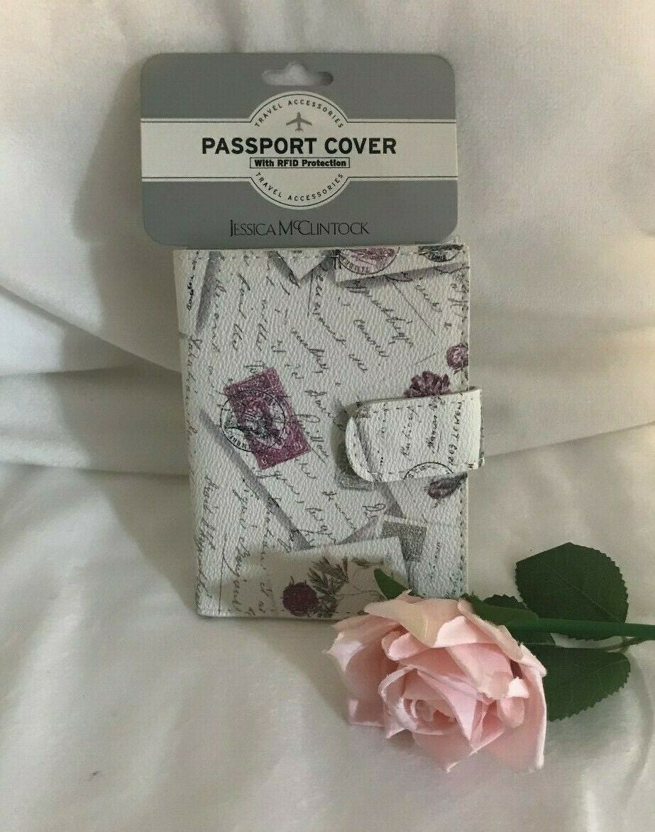 Jessica McClintock 2 Pcs Set Passport Cover & Travel Wallet RFID Protection