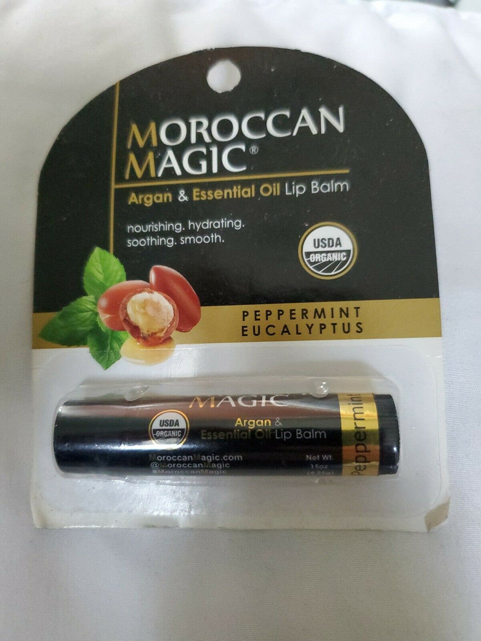 Moroccan Magic Argan & Essential Oil Lip Balm, Peppermint Eucalyptus, Organic