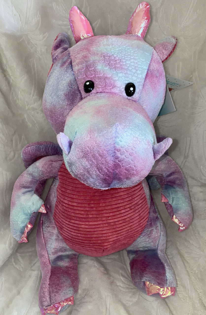 Hug Fun Stuffed Dragon Purple Blue And Green 14.5 "