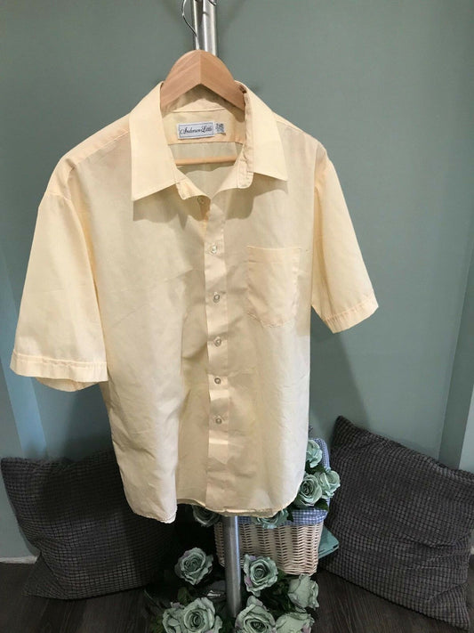 vintage 70s ANDERSON LITTLE light yellow short sleeve SHIRT 17 11 49 Large?