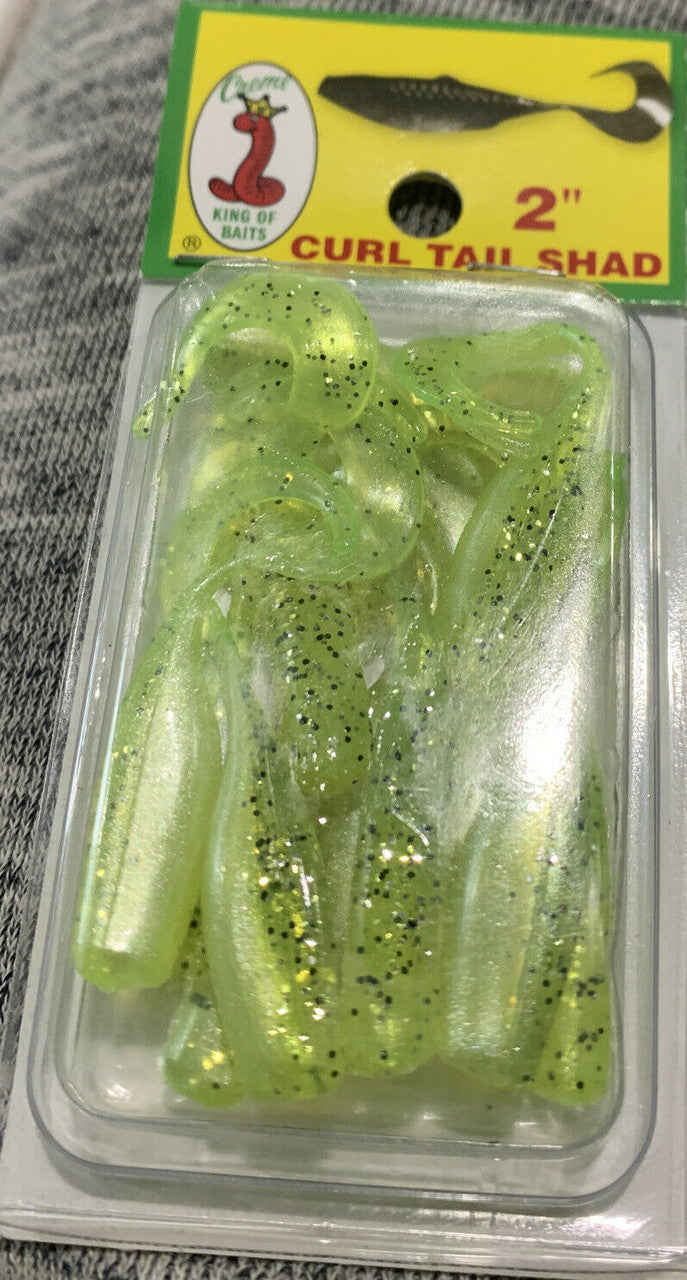 Creme 2" Curl Tail Shad Key Lime Pie  12 Pcs