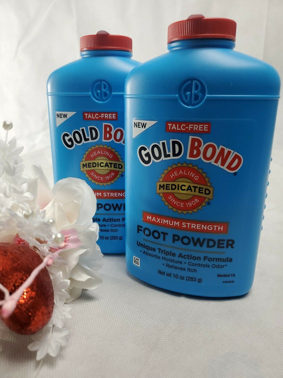 Lot of 2 Gold Bond Medicated Talc-Free Foot Powder 10oz MaxStrength Odor Control
