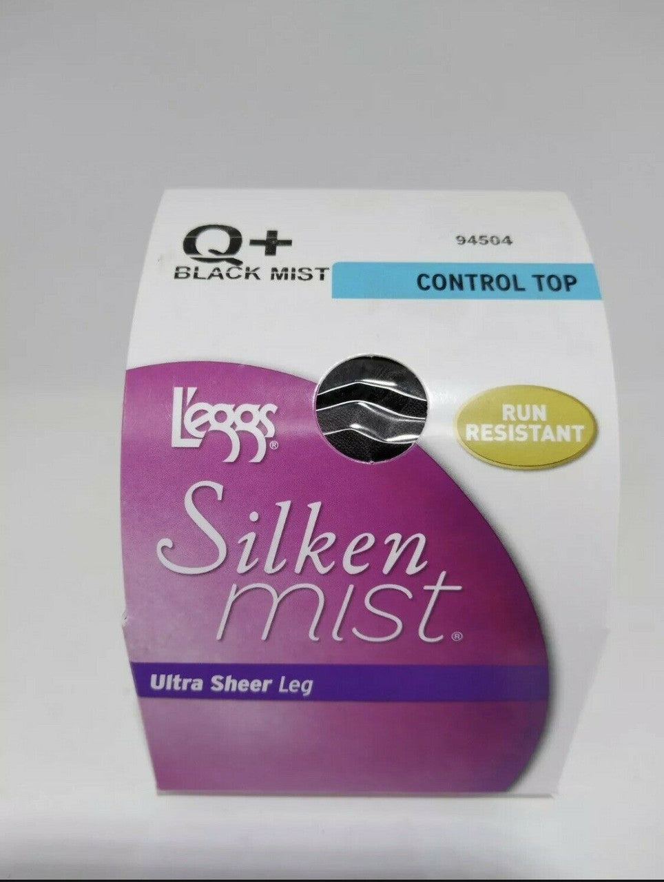 LEGGS SILKEN MIST CONTROL TOP/ULTRA SHEER LEG PANTYHOSE SIZE Q+ BLACK MIST