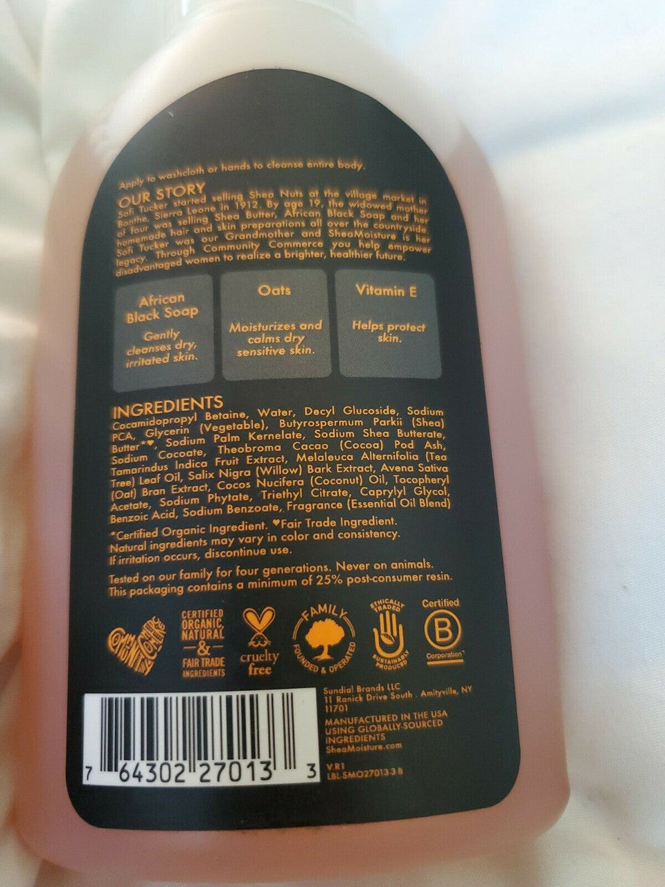 Shea Moisture African Black Soap Foam Body Wash Calm & Clear 11 fl oz