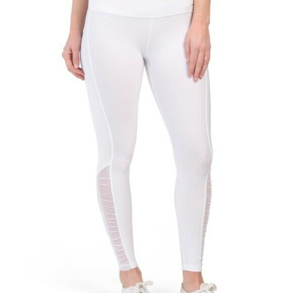rbx high waist shirred mesh side legging Size L white full length