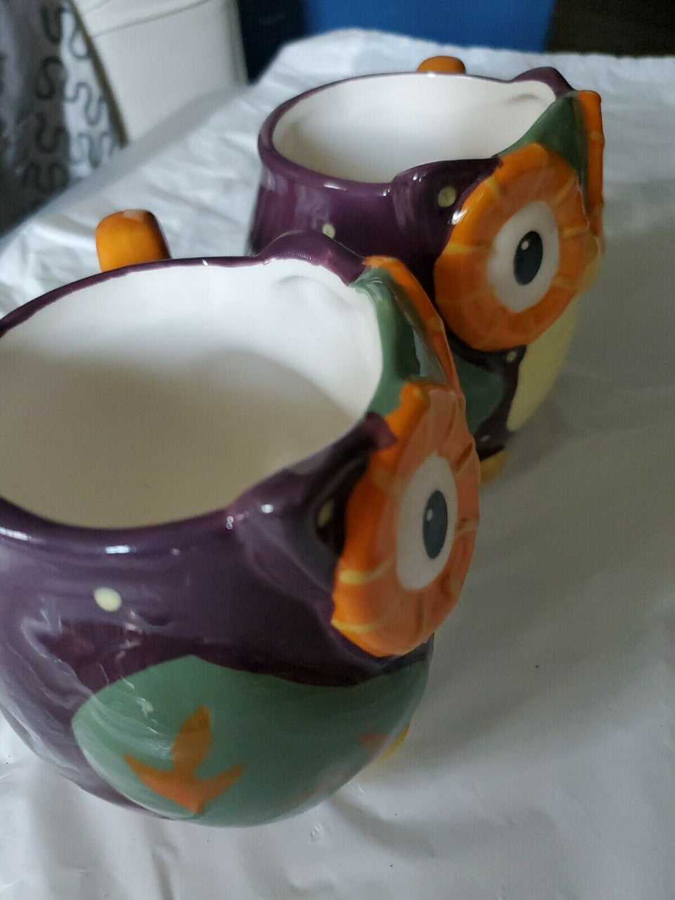 Ceramic Owl Mugs Set of 2 Coffee 3D Cups 16Oz